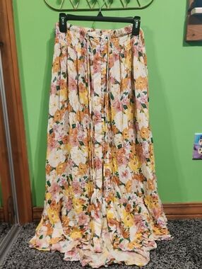 Rachel Zoe Floral Button Front Maxi Skirt